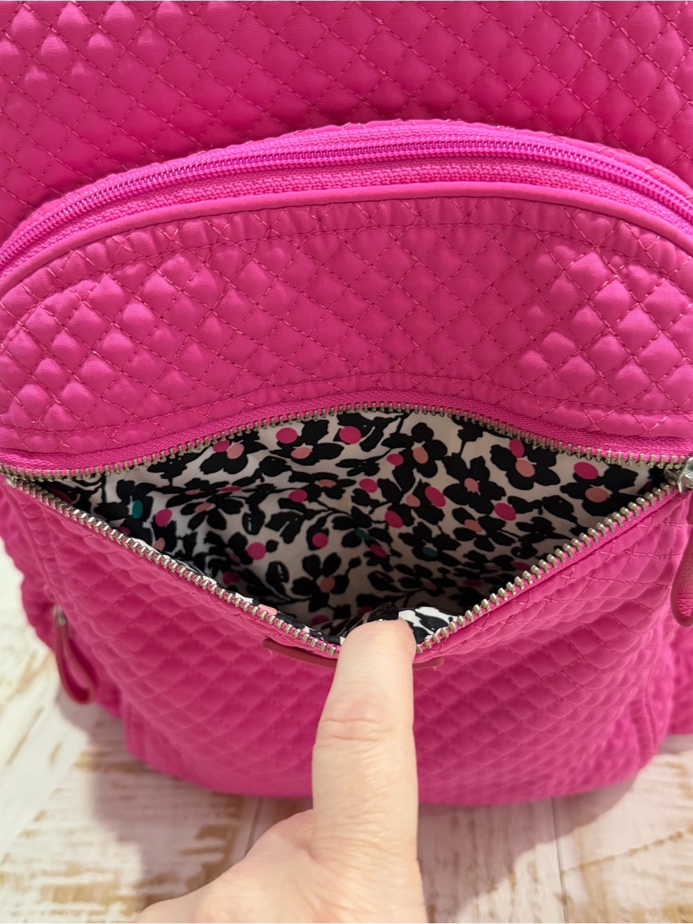Vera Bradley Microfiber Iconic Campus Backpack in Fuchsia Pink Laptop Bag - Picture 5 of 11